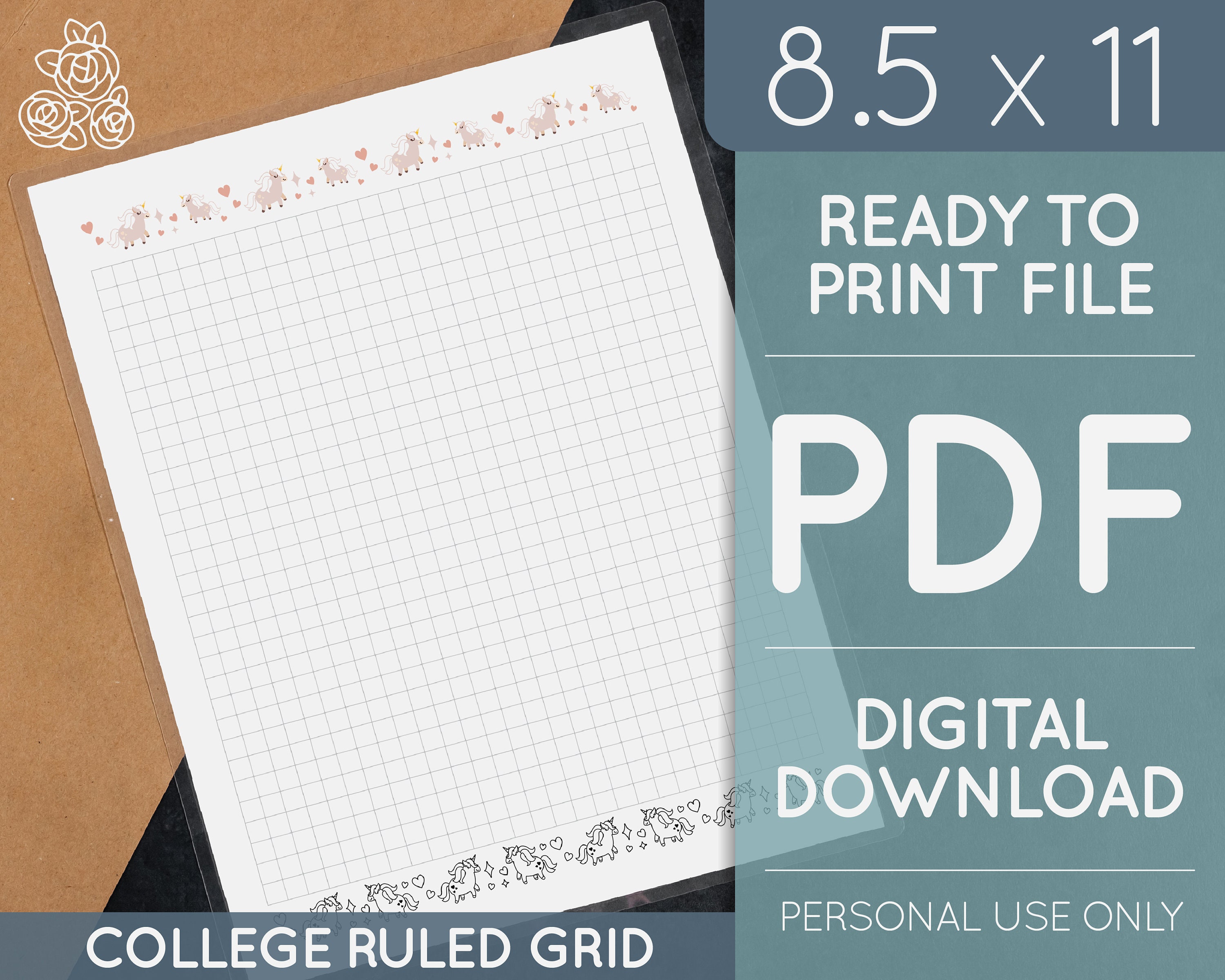 College Ruled Grid Sheet | Printable Planner | Bullet Journal ...