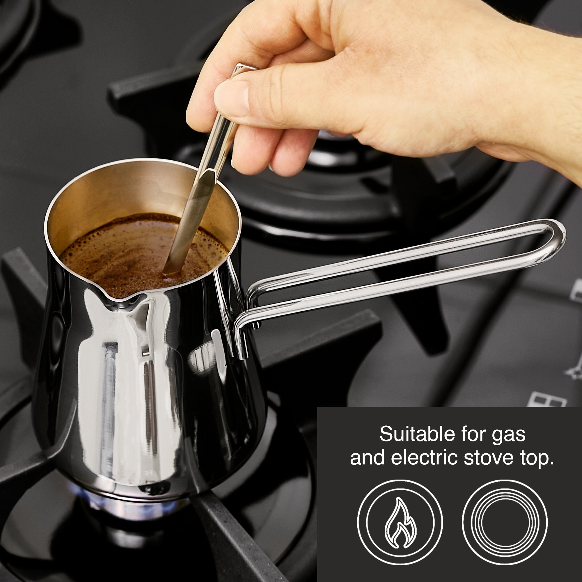 Turkish Coffee Pot Stainless Steel Exquisite Craft Non-toxic Handle Milk  Long Cup Wax Melting