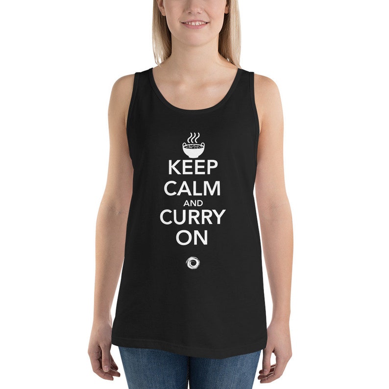 Keep Calm and Curry On For Curry Lovers for Indian Foodies and Food Addicts Funny Food Tank Top for Foodies by Chris Petrie