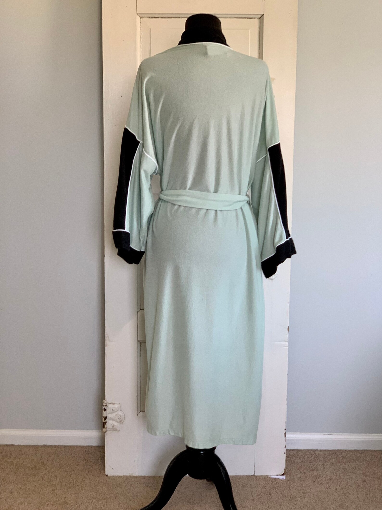 1980s Pierre Cardin Mint and Black Mens Robe/ Vintage Unisex Etsy