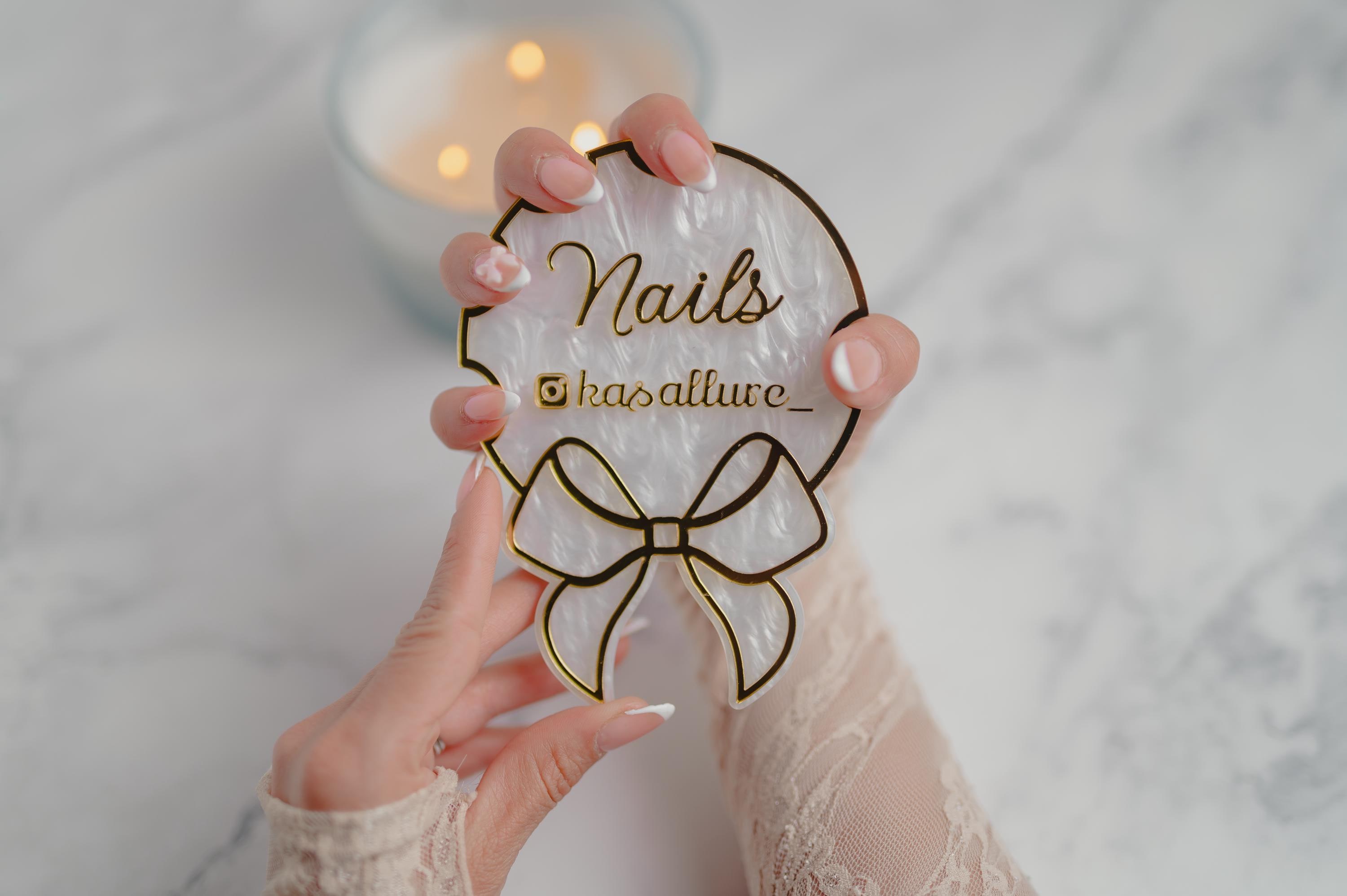 Nail Table Sign Custom Acrylic Nailfie Disc | Nail Sign | Minimal Business Display for ...