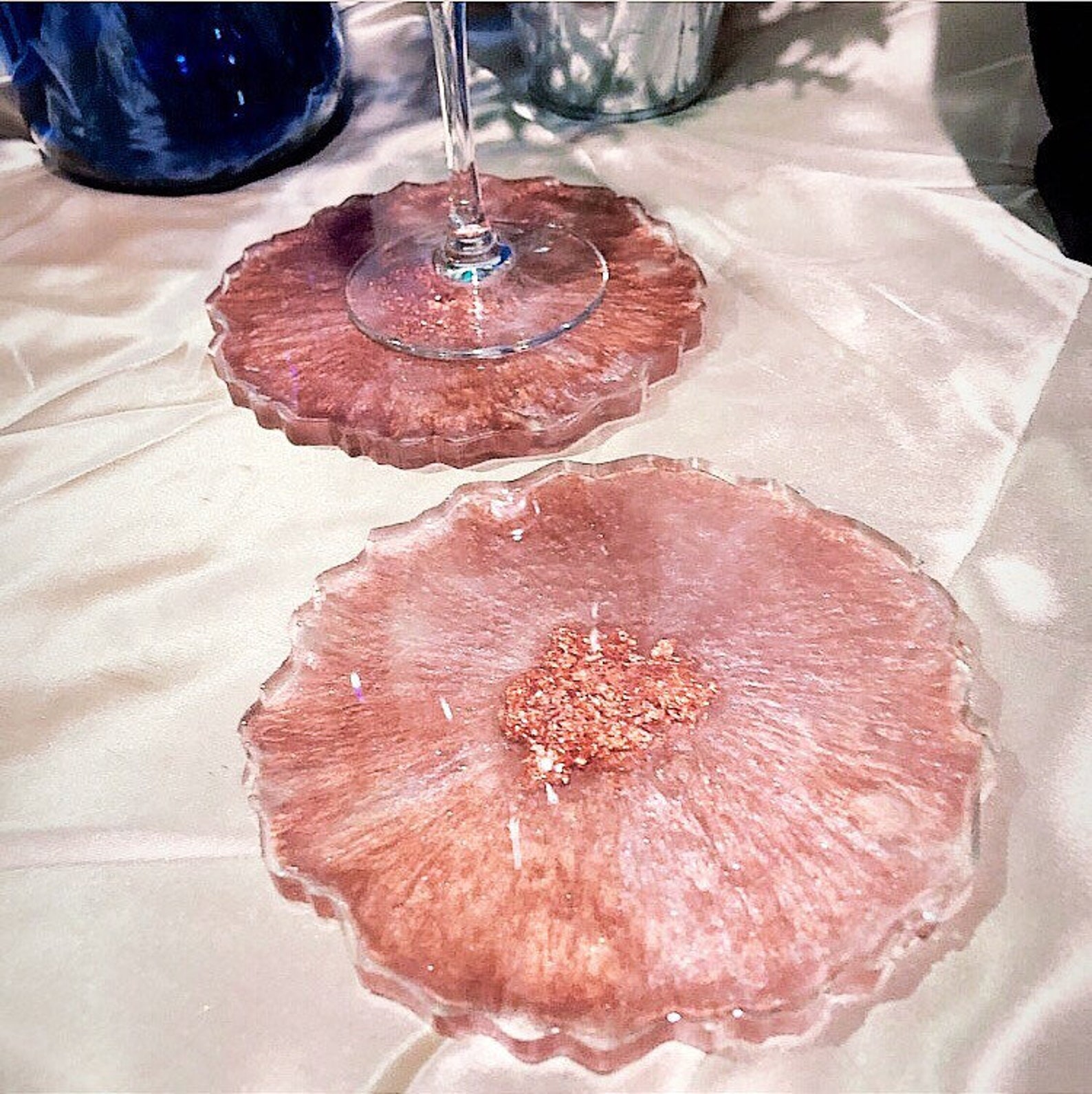 Bronze Rose Gold Resin Coasters Custom Gifts Home Décor Etsy