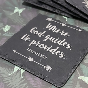 Christian Coasters| Engraved Slate Coasters  | Bible Quote Gift | Bible Quote Coasters| Christian Gifts | For Friend | For Mom | home decor