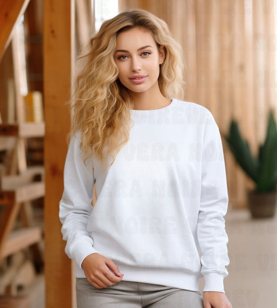 White Sweatshirt Mockup Sweatshirt Mockups PNG PNG White Sweater Mockup White Sweater Mockup Girl Oversized Sweater PNG Mockup Etsy