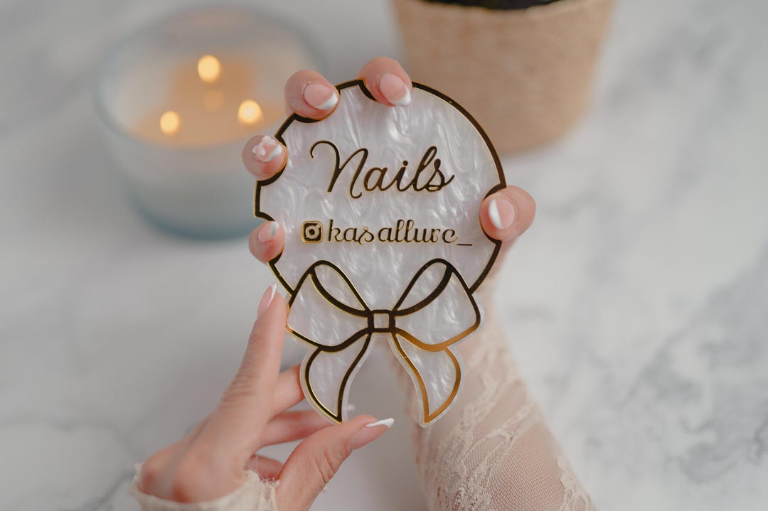 Nail Table Sign Custom Acrylic Nailfie Disc | Nail Sign | Minimal Business Display for ...