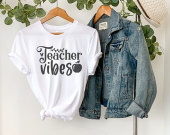 Camiseta Teacher Vibes: Regalo de agradecimiento para profesores, de algodón suave.