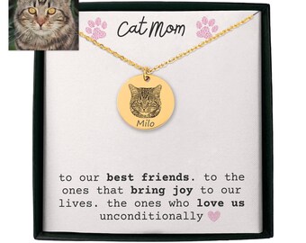 Personalized Engraved Dog Necklace | Custom Pet Necklace | personalized pet gifts |Cat mom gifts | cat photo necklace| Gift For Her