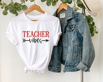 Shirt Teacher Vibes: Teacher Appreciation Gift, zachte katoenmix