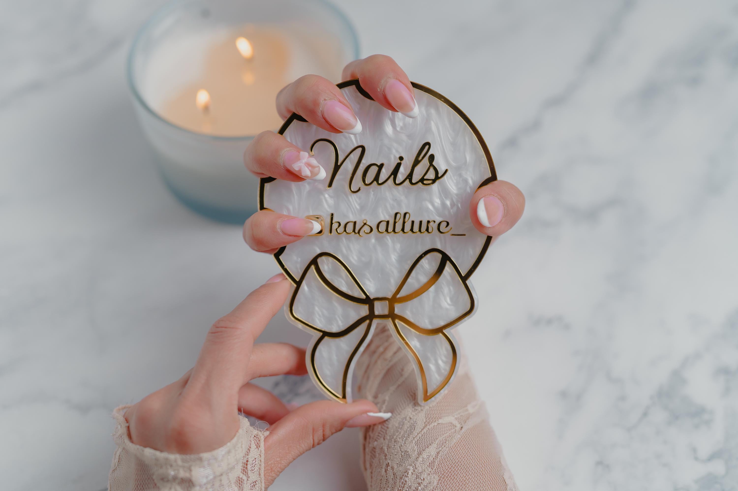 Nail Table Sign Custom Acrylic Nailfie Disc | Nail Sign | Minimal Business Display for ...