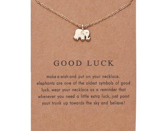 Gift with card | Friend Gift | Gold Elephant | Butterfly | Dragonfly|  Pearl | Necklace | Necklace and Card with Meaning