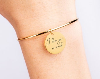 Personal Handwriting Message Bangle | Custom Text Bangle| Personalized Bracelet With Handwriting |Gift for her | gift for Valentines Day