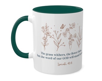 Christian Mug Gift: Floral Scripture Verse Coffee Mug