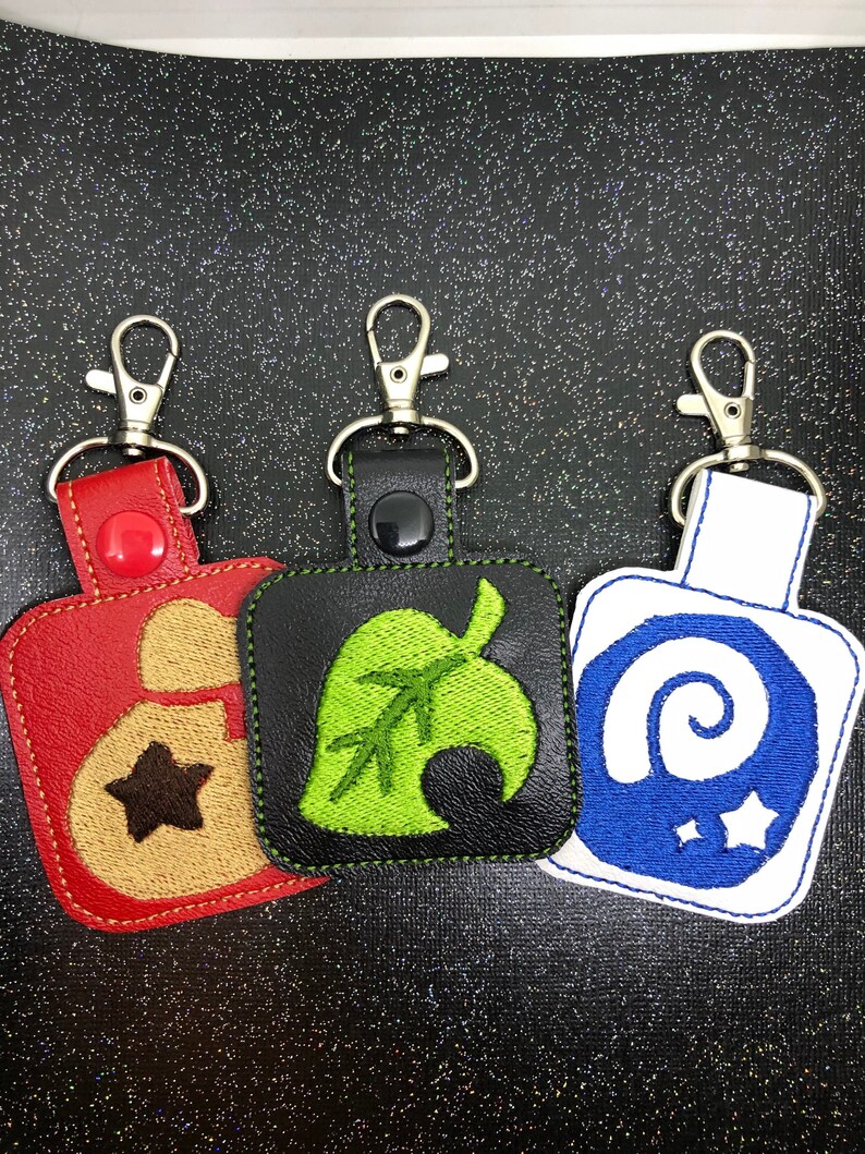 Fossil or Bell Bag Animal Crossing ACNH Snap Tab Keychain Leaf