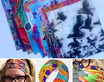 Choose 2 Original Art Printed Wide Headbands - Neck Scarves - Tube Tops - Face Covers, 10 Different Original Designs, Mix and Match 25% Off!