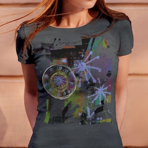 T-shirt slim fit ispirata alla band rock / punk, design stampato d&#39;arte funky