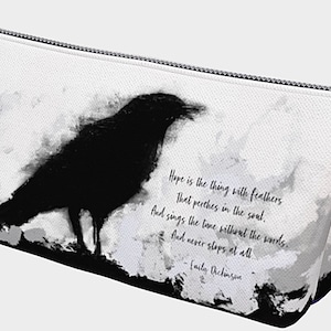 Crow Poem Makeup Bag, Original Crow Art Printed Carry-All Toiletry Bag, Travel Pouch, Purse Organizer