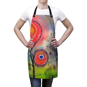 Magische Garten Bunte Schürze für Küche, Grillen, Kochen, Workshop, Studio - Leichte stilvolle Kochschürze - Original gedrucktes Kunstwerk