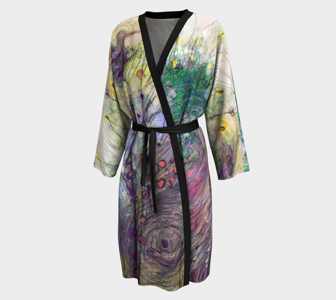 Original Art Printed Luxurious Robe Soft Flowing Colorful Etsy