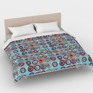 Polka Dot Duvet Cover (Turquoise), Original Art Printed Twin, Double, Queen & King Size Duvets, Quilt Cover