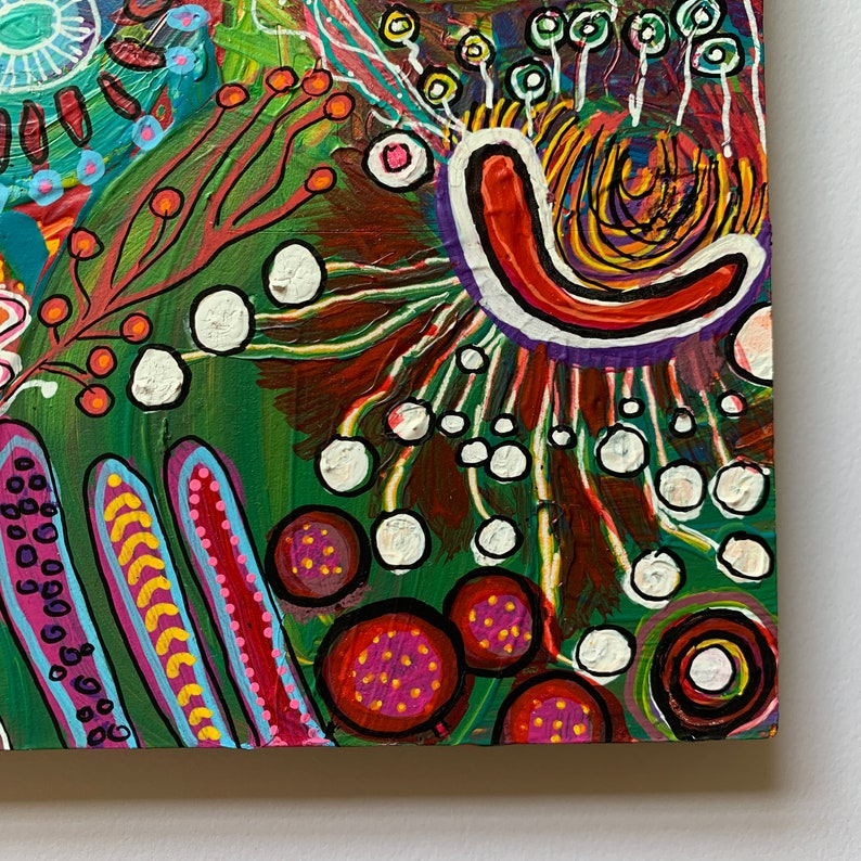 Original 12x12 BohoDoodle Style Acrylic Painting Bright Etsy