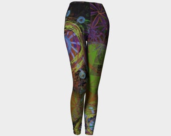 Verve Ankle Length Leggings - Colorful Bold Floral Abstract Design - Original Art Printed  - Everyday Leggings