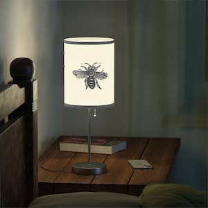 Bee-Doodle Art Lamp on Steel Stand & Base with Silver or White Finish - US|CA Plug