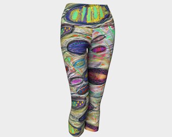 Maskerade Party Yoga Capris - Funky Leggings - Yoga Hose - Boho Hippie Stil - Original Kunst gedruckt Leggings - XS bis XL - multi colored