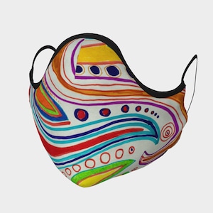 Doodle Art Hand Drawn Face Mask, Kleurrijke originele art gedrukte face cover, Fun Face Shield, veelkleurig patroon, volwassen en kinderen maten