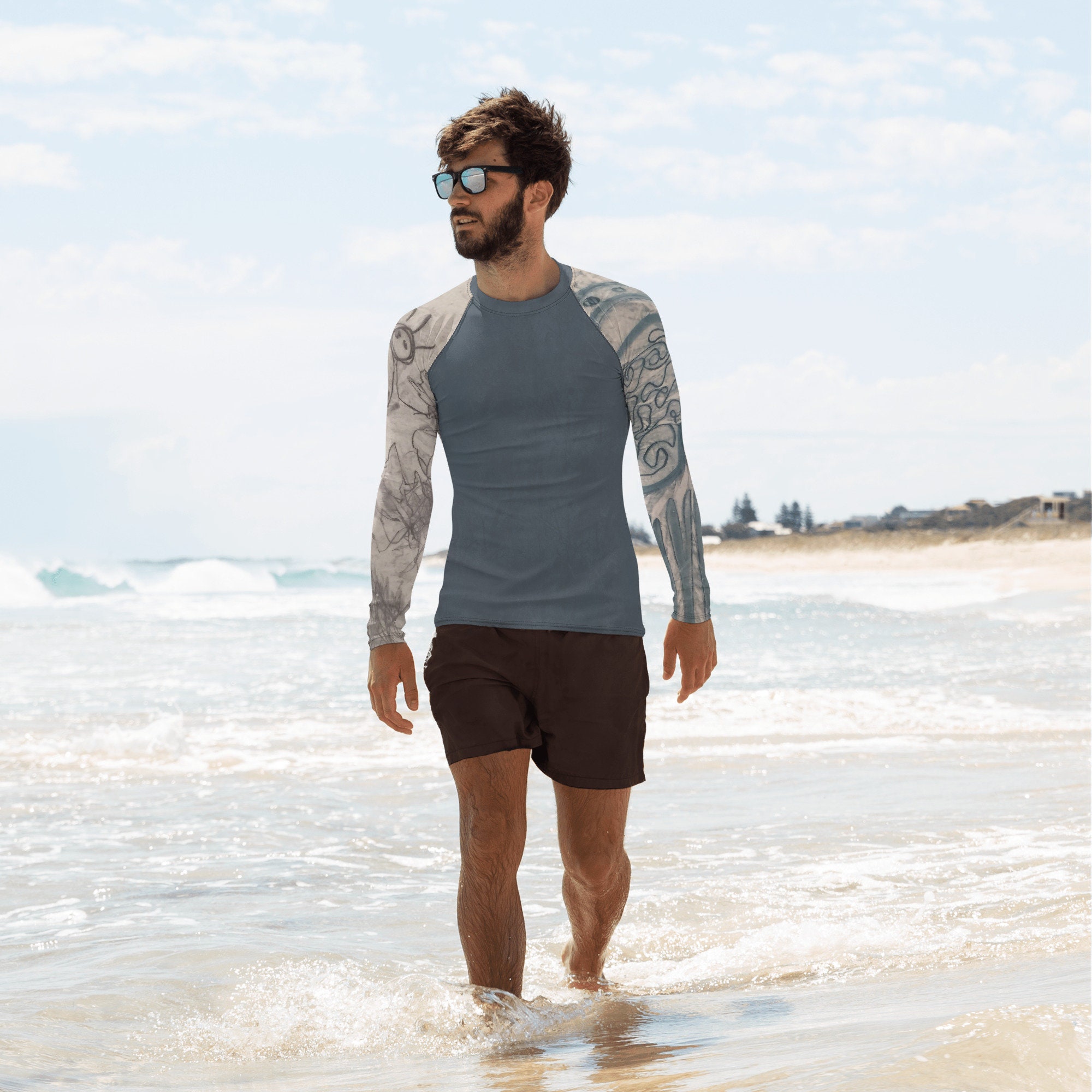 Funky Rash Guards Wild Force Men's Rash Guard Tattoo Sleeve Shirt - Funky Tattoo Camo ...