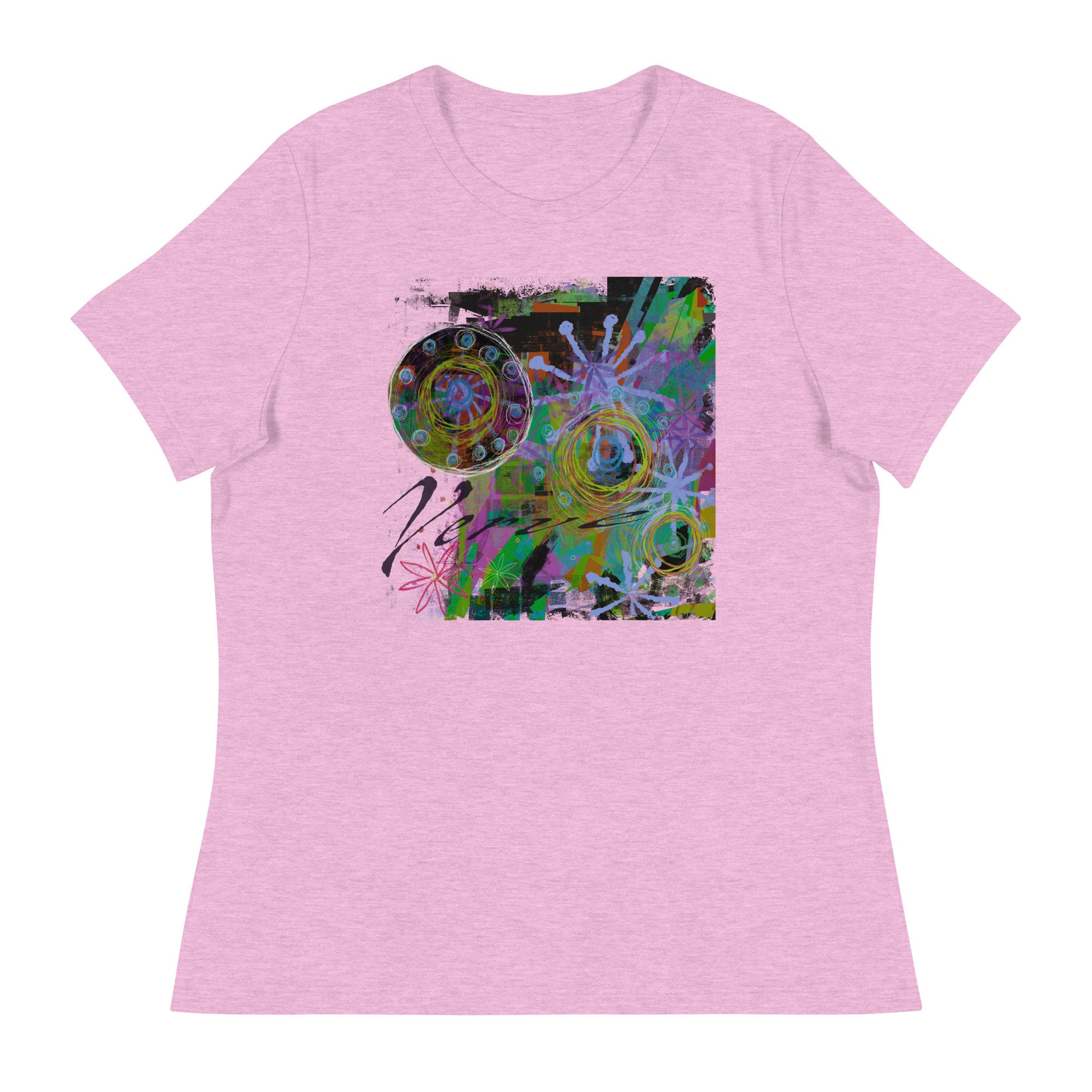 Edgy Distressed Abstract Graphic Tee - Women's Funky Relaxed
