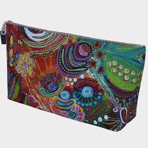 Bolsa de maquillaje con estampado de arte de jardín, divertida y colorida bolsa de transporte, original y práctica bolsa con estampado de arte inspirado en el jardín y el mar