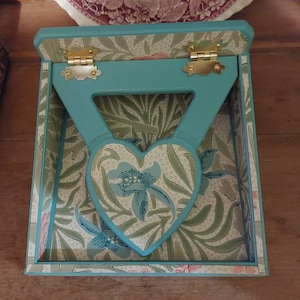 William Morris Larkspur portatovaglioli serviette dispenser anatra uovo blu verde acqua fatto a mano regalo in legno cucina in stile vintage