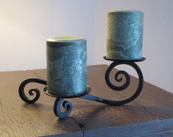 Wrought Iron 2 Tier Candle Holder, Hand forged, Decor