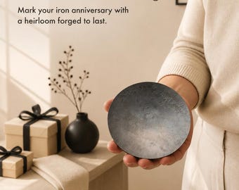 Hand Forged Iron Anniversary Dish: Personalized Metal Gift