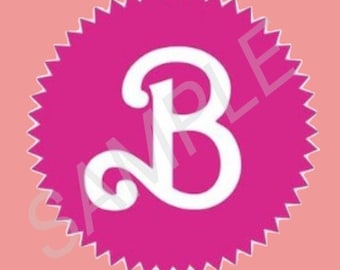 B Barbie water bottle, laptop sticker decal