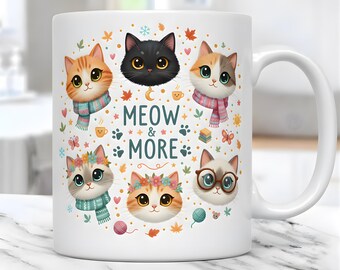 Cats Mug Wrap Cat Lovers Mug Wrap Sublimation Design PNG Pets Mug PNG Press Design, Cats 11oz & 15oz Coffee Cup Template