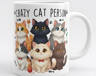 Charming Cat Crew Mug Wrap PNG | Funny Cat Lover Sublimation Design | 11oz & 15oz Coffee Cup Template | Digital Download