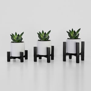 Mini Pflanzenständer Schwarz für Töpfe bis 7 cm - in 3 verschiedenen Höhen erhältlich - einzeln oder 3er Set | Mid Century Modern
