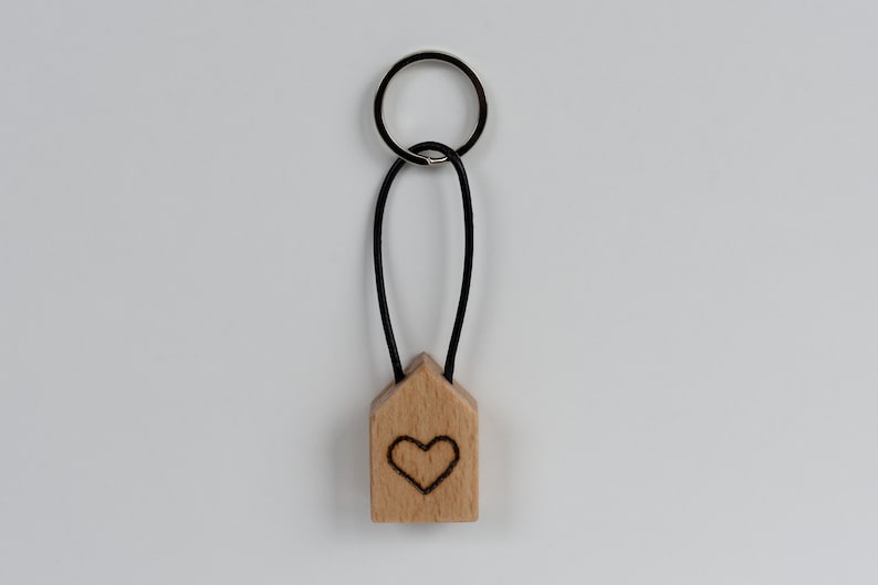 Customizable handmade mini wooden house-shaped keychain image 5