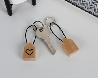 Portachiavi in legno personalizzabile fatto a mano House Mini