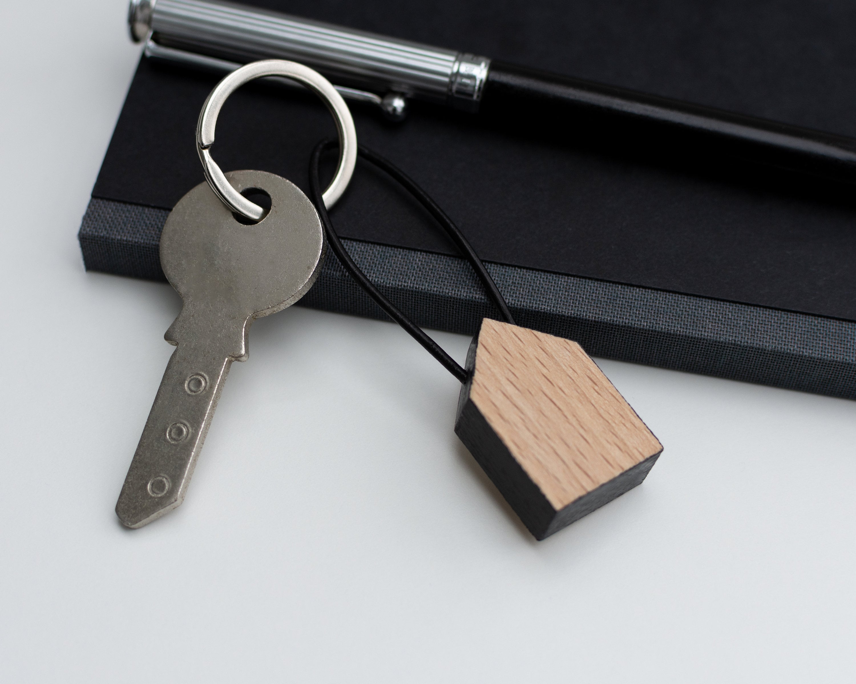 Handmade Wooden House-shaped Keychain Monochrome - Available in 3 ...