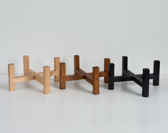 Portapiante/portafiori basso in legno per vasi fino a 12 cm - disponibile in 3 colori di legno