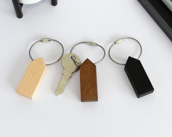Handmade wooden keychain with wire key ring