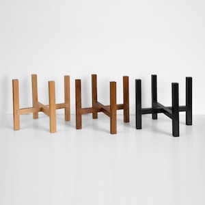 Pflanzenständer / Blumenständer aus Holz für Töpfe bis 12 cm - in 3 Holzfarben erhältlich | Mid Century Modern
