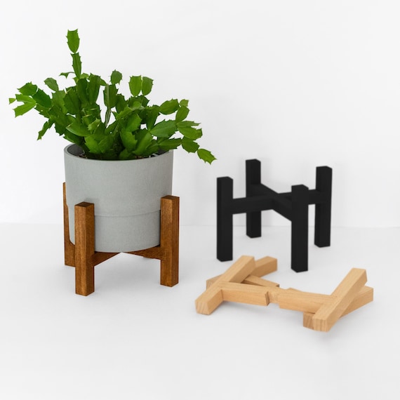 Pflanzenständer / Blumenständer aus Holz für Töpfe bis 16 cm - in 3 Holzfarben erhältlich | Mid Century Modern