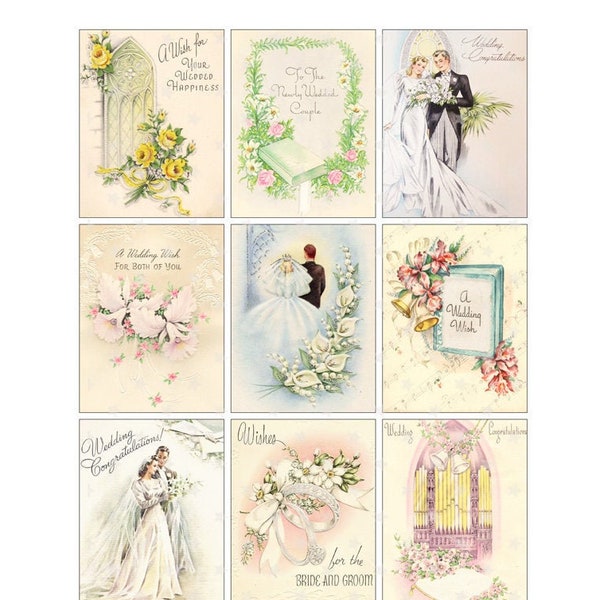 Vintage Wedding Tags [#2] - ATC - Digital Collage Sheet - Instant PDF | JPEG Download - Scrapbooking - Crafting - 300ppi