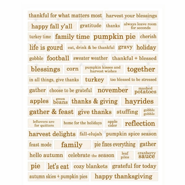 Thanksgiving | Fall Digital Word strips | JPEG + PNG Download - Wall Art - Artwork - Clip Art  - Tags - Crafting - 300ppi