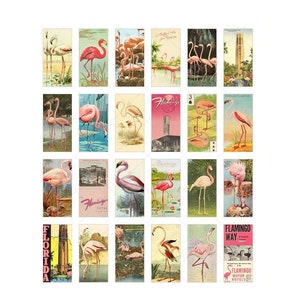 Vintage Flamingos + Florida - Digital Collage Sheet - Instant PDF | JPEG Download - Scrapbooking - Crafting - 300ppi