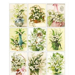 Vintage Victorian Lily of The Valley ATC - Digital Collage Sheet - Instant PDF | JPEG Download - Scrapbooking - Crafting - 300ppi