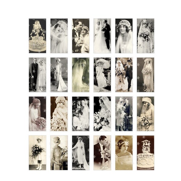 Fotos de BODA vintage - Hoja de collage digital - Descarga instantánea de PDF / JPEG - Scrapbooking - Elaboración - 300ppi